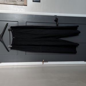 Wide leg pinstrip vintage slacks with leather narrow suspenders